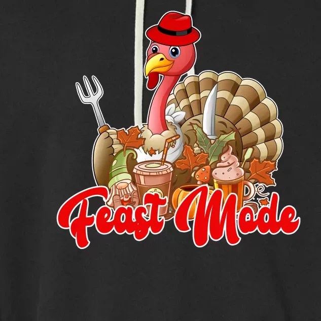 Feast Mode Turkey Thanksgiving Holiday Garment-Dyed Fleece Hoodie