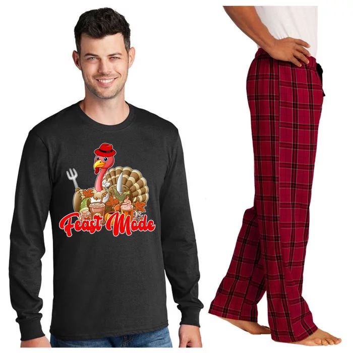 Feast Mode Turkey Thanksgiving Holiday Long Sleeve Pajama Set