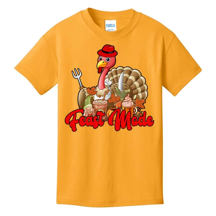 Feast Mode Turkey Thanksgiving Holiday Kids T-Shirt