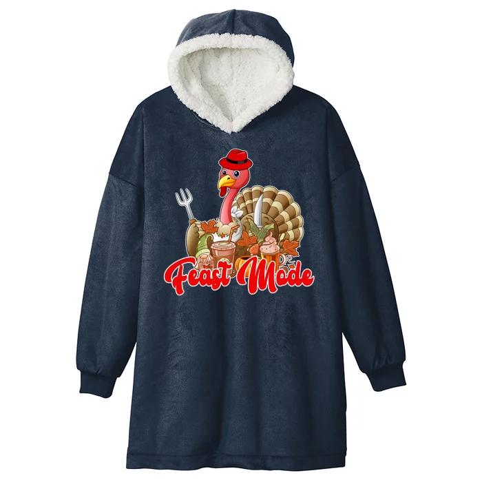 Feast Mode Turkey Thanksgiving Holiday Hooded Wearable Blanket