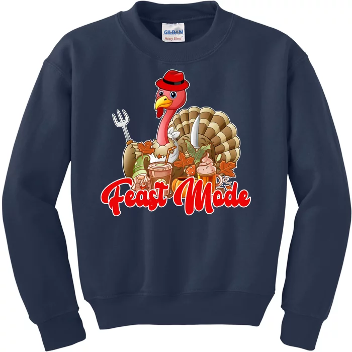 Feast Mode Turkey Thanksgiving Holiday Kids Sweatshirt