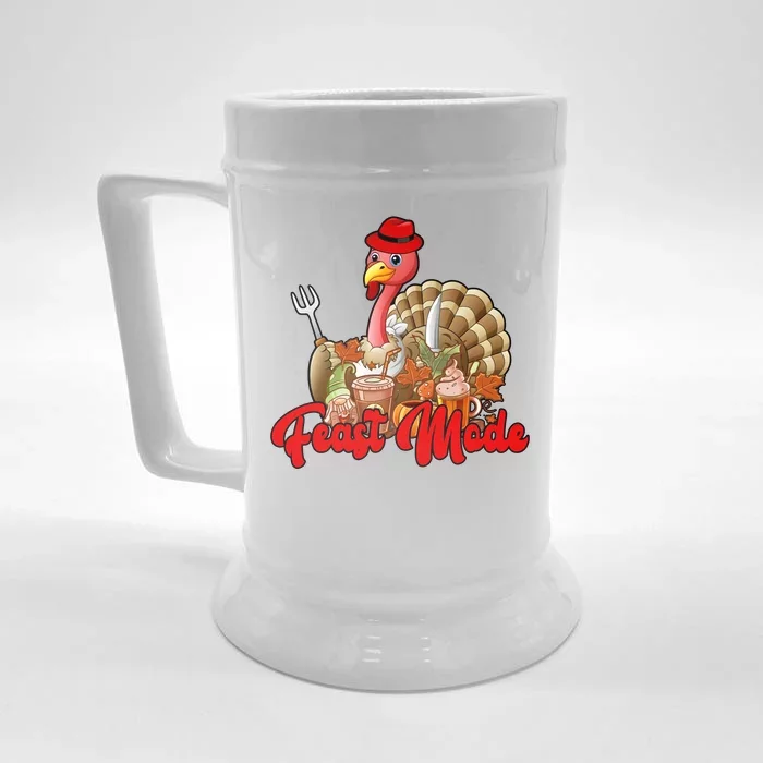 Feast Mode Turkey Thanksgiving Holiday Front & Back Beer Stein