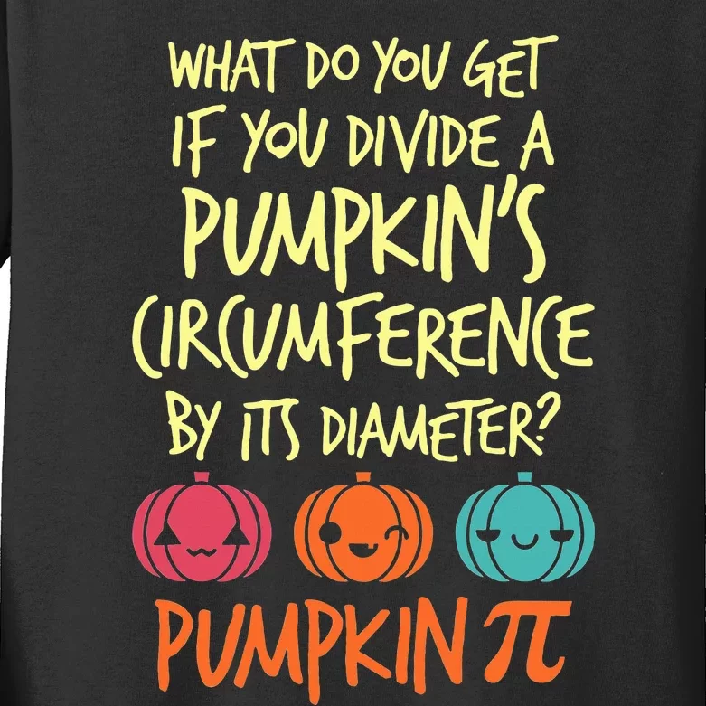 Funny Math Teacher Halloween Costume Pumpkin Pi Kids Long Sleeve Shirt