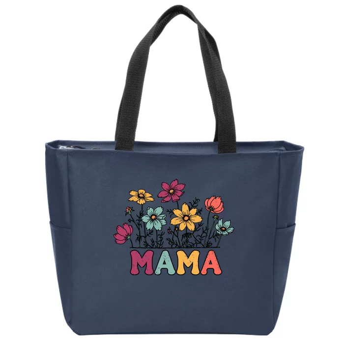 Floral Mama Typography Distressed Mama Flowers Mothers Day Zip Tote Bag