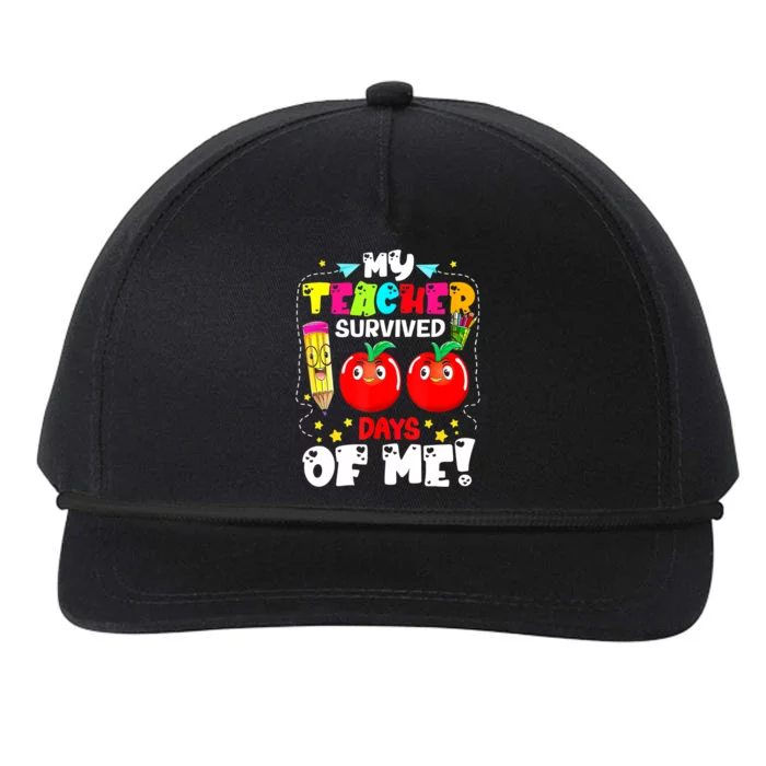 Funny My Teacher Survived 100 Days Of Me Teacher Students Snapback Five-Panel Rope Hat