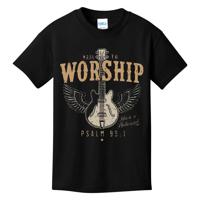 Funny Made To Worship Psalm 95 1 Guitar Kids T-Shirt