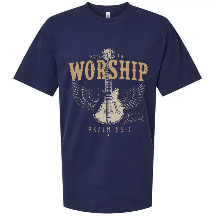 Funny Made To Worship Psalm 95 1 Guitar Sueded Cloud Jersey T-Shirt