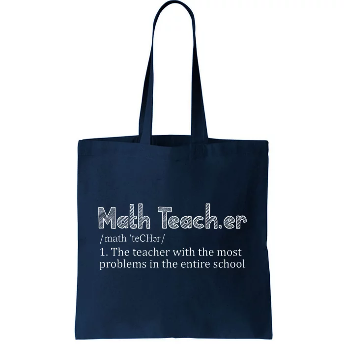 Funny Math Teacher Definition First Day Back To School Tee Tote Bag