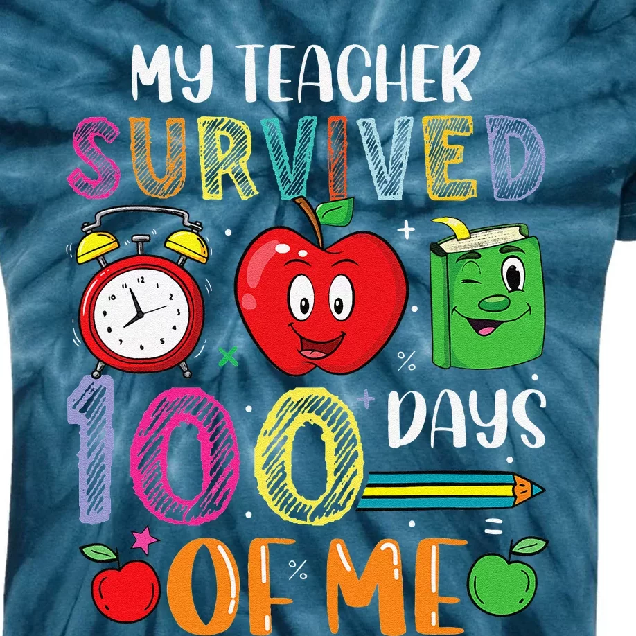 Funny My Teacher Survived 100 Days Of Me Kids Tie-Dye T-Shirt