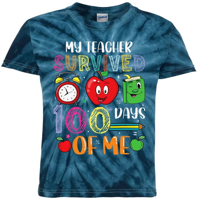 Funny My Teacher Survived 100 Days Of Me Kids Tie-Dye T-Shirt