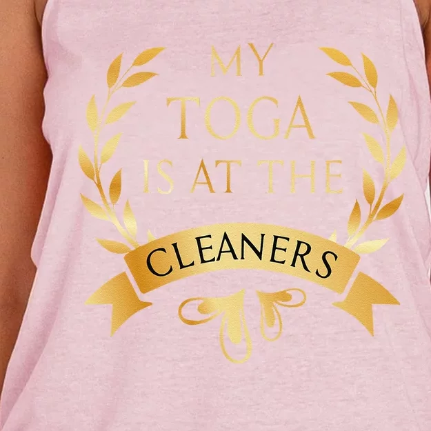 Funny My Toga Is At The Cleaners Party Women's Knotted Racerback Tank