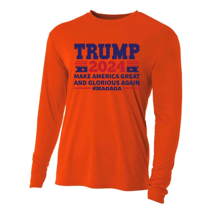 Funny MAGAGA Trump 2024 Make America Great And Glorious Again Cooling Performance Long Sleeve Crew