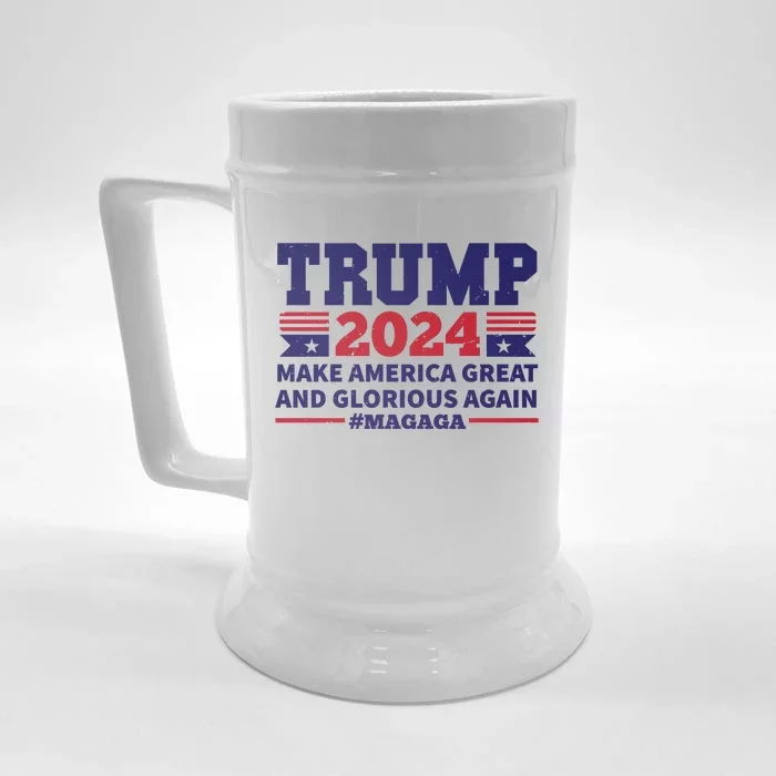 Funny MAGAGA Trump 2024 Make America Great And Glorious Again Front & Back Beer Stein