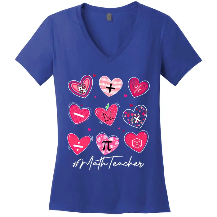 Funny Math Teacher Valentine's Day Pi Math Lover Outfits Gift Women's V-Neck T-Shirt