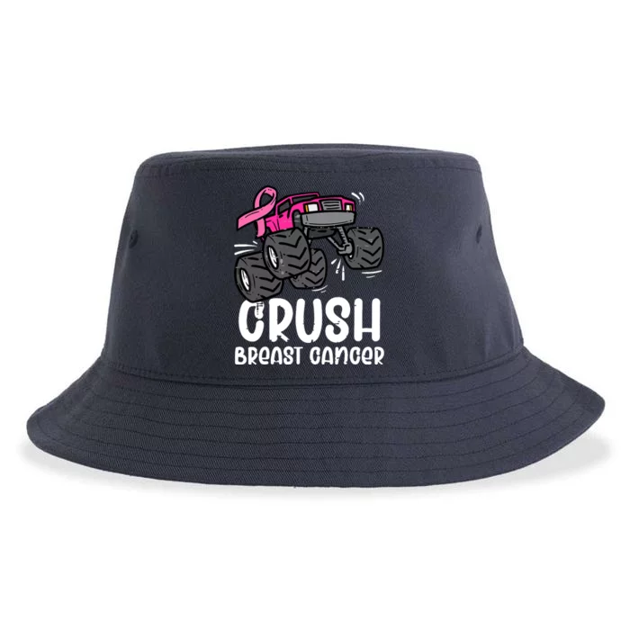 Funny Monster Truck Pink Breast Cancer Awareness Gift Sustainable Bucket Hat