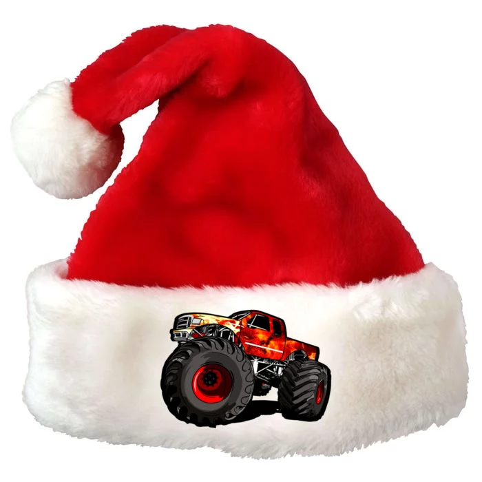 Fire Monster Truck For Trucker And Big Boys Funny Gift Premium Christmas Santa Hat