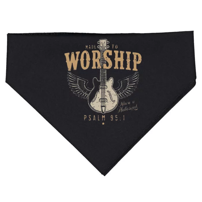 Funny Made To Worship Psalm 95 1 Guitar USA-Made Doggie Bandana