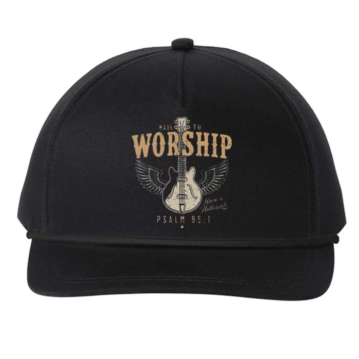 Funny Made To Worship Psalm 95 1 Guitar Snapback Five-Panel Rope Hat