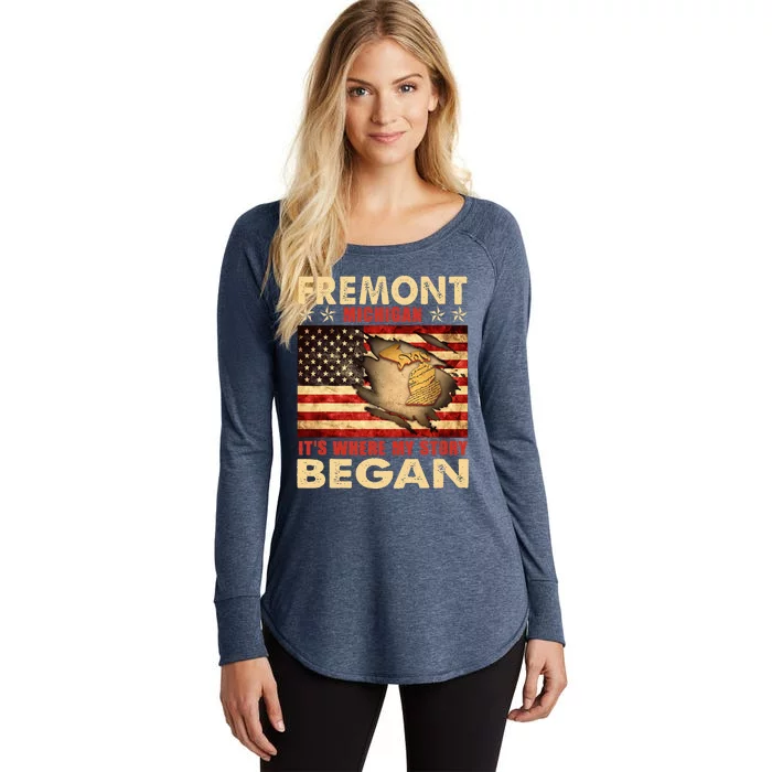 Fremont Michigan Usa Flag 4th Of July Women's Perfect Tri Tunic Long Sleeve Shirt