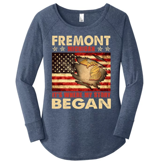 Fremont Michigan Usa Flag 4th Of July Women's Perfect Tri Tunic Long Sleeve Shirt