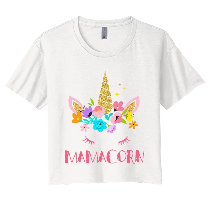 Funny Mamacorn Unicorn Costume Mom Mother's Day Women's Crop Top Tee