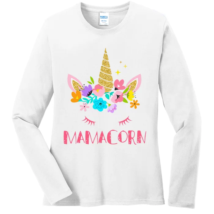 Funny Mamacorn Unicorn Costume Mom Mother's Day Ladies Long Sleeve Shirt