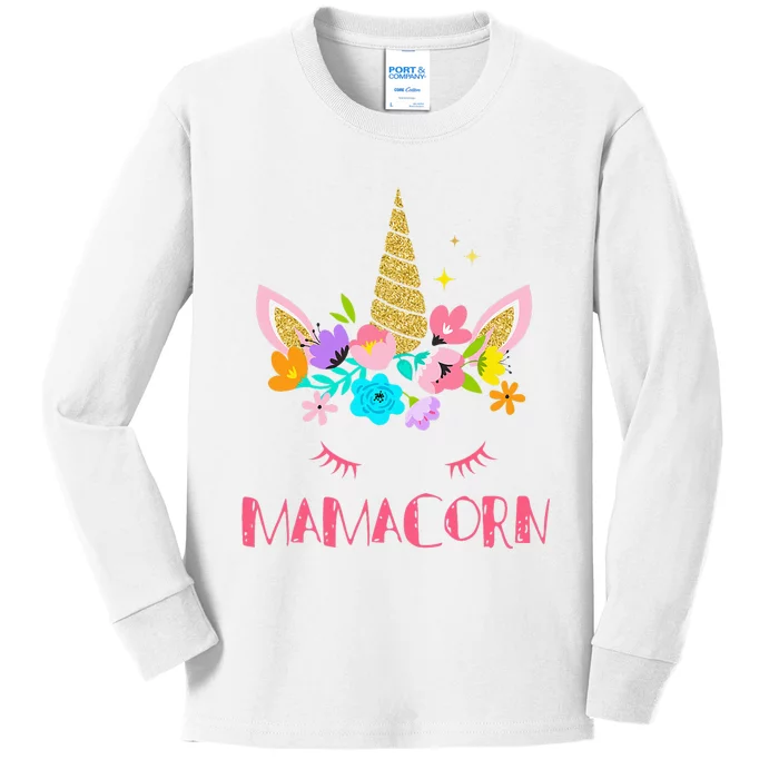 Funny Mamacorn Unicorn Costume Mom Mother's Day Kids Long Sleeve Shirt