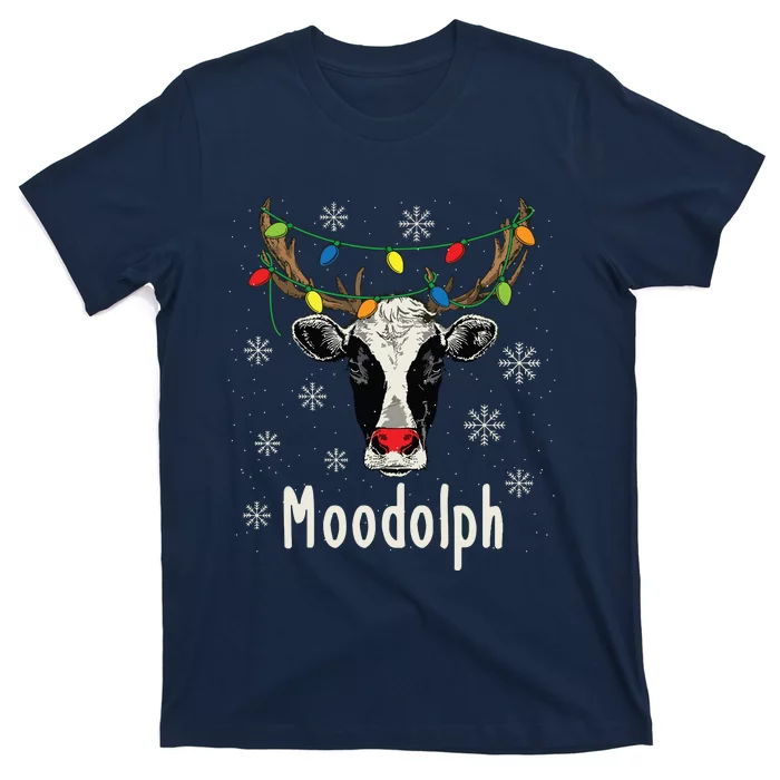 Funny Moodolph Ugly Christmas Cow Farmer Pun T-Shirt