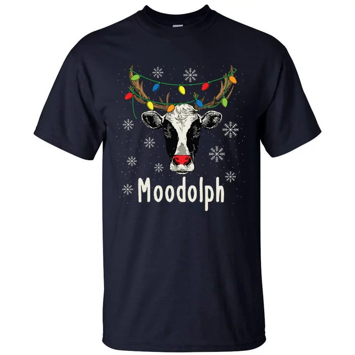 Funny Moodolph Ugly Christmas Cow Farmer Pun Tall T-Shirt