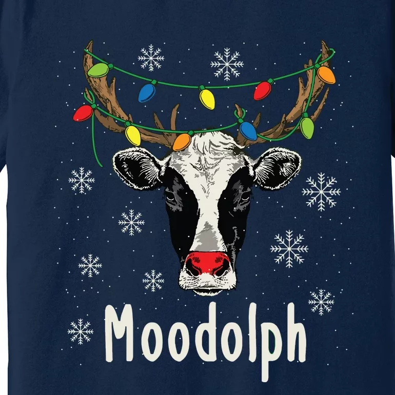 Funny Moodolph Ugly Christmas Cow Farmer Pun Premium T-Shirt