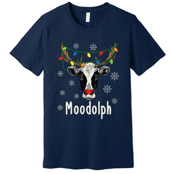 Funny Moodolph Ugly Christmas Cow Farmer Pun Premium T-Shirt