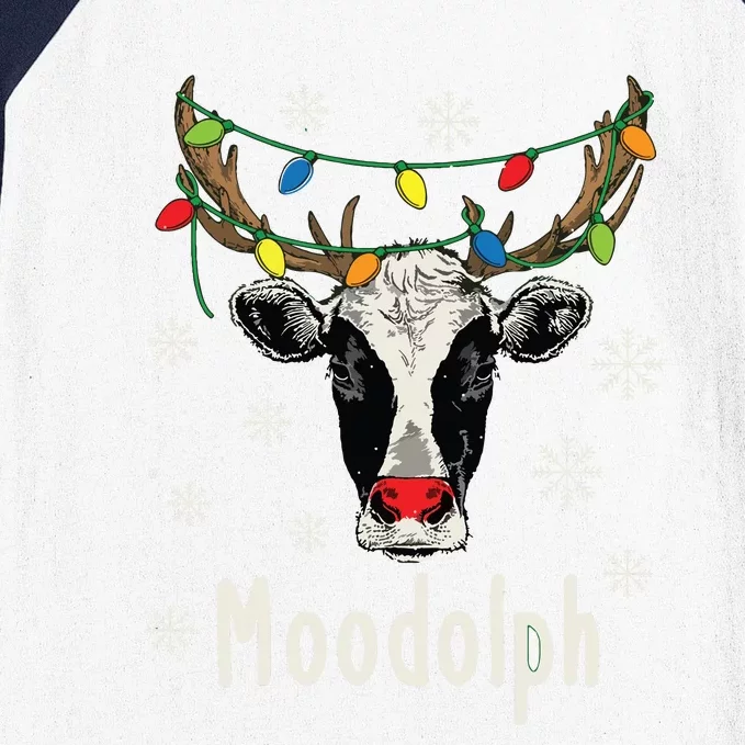 Funny Moodolph Ugly Christmas Cow Farmer Pun Baseball Sleeve Shirt