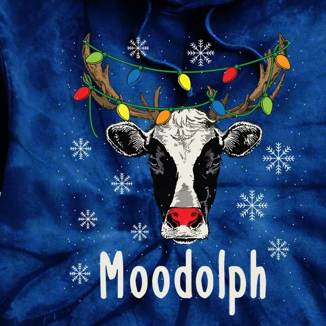 Funny Moodolph Ugly Christmas Cow Farmer Pun Tie Dye Hoodie