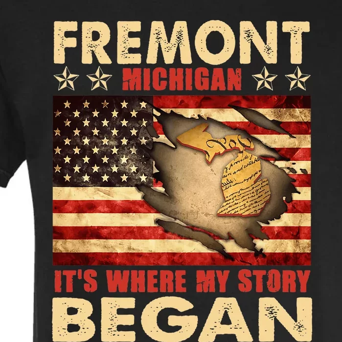 Fremont Michigan Usa Flag Garment-Dyed Heavyweight T-Shirt