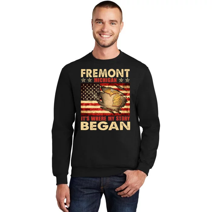 Fremont Michigan Usa Flag Sweatshirt