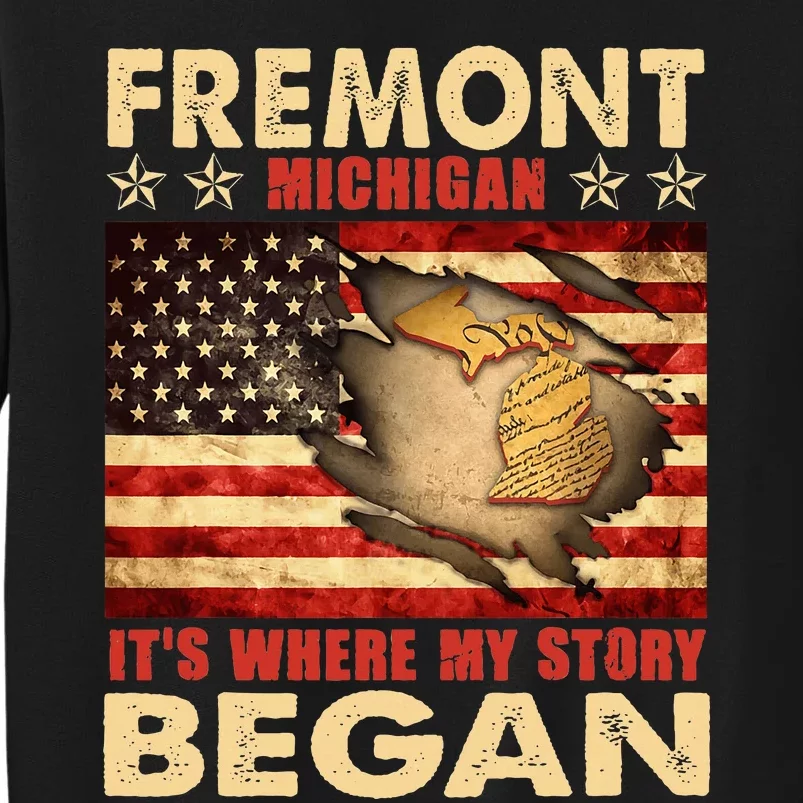 Fremont Michigan Usa Flag Sweatshirt