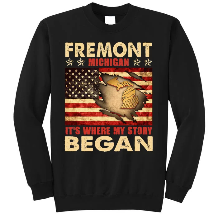 Fremont Michigan Usa Flag Sweatshirt