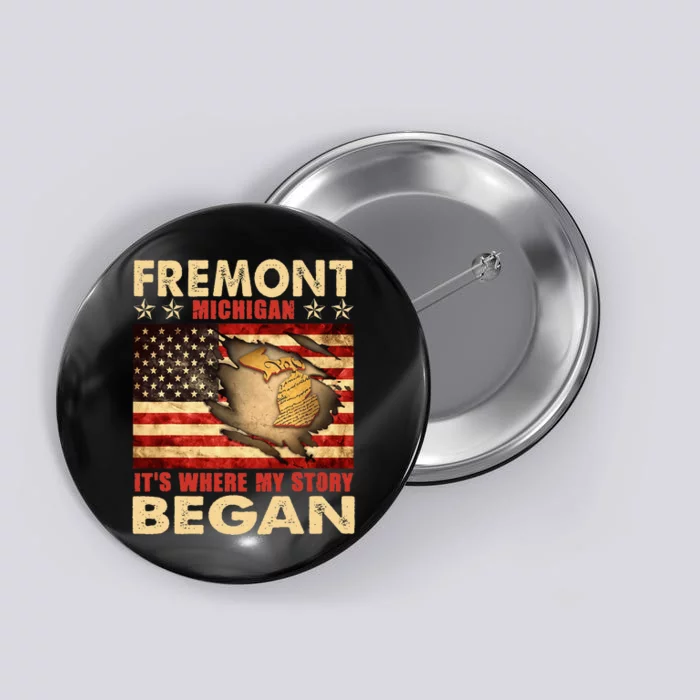 Fremont Michigan Usa Flag Button