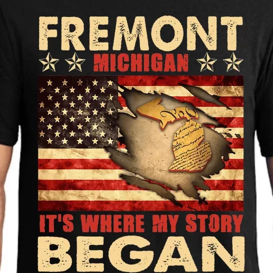 Fremont Michigan Usa Flag Pajama Set