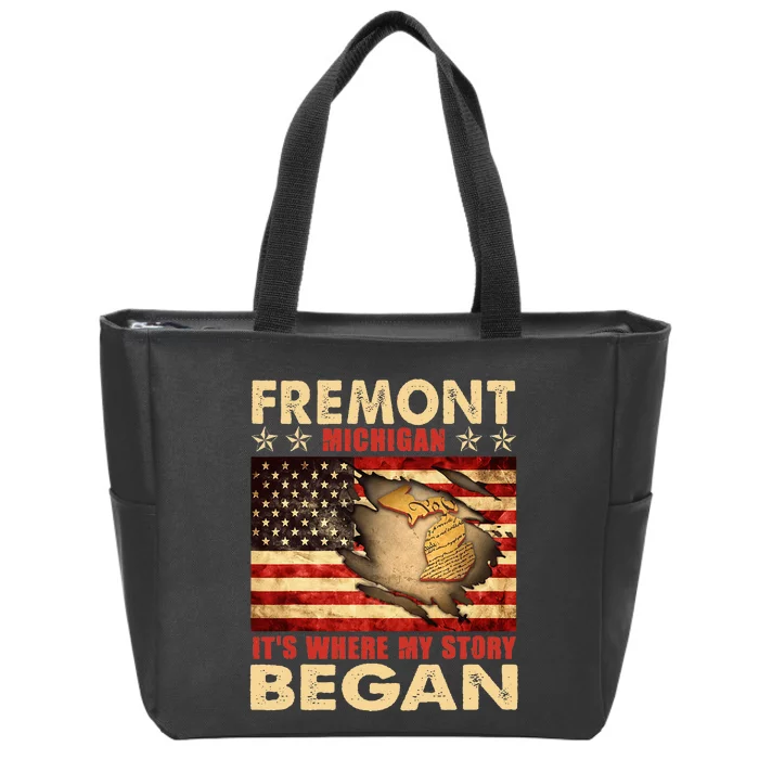 Fremont Michigan Usa Flag Zip Tote Bag