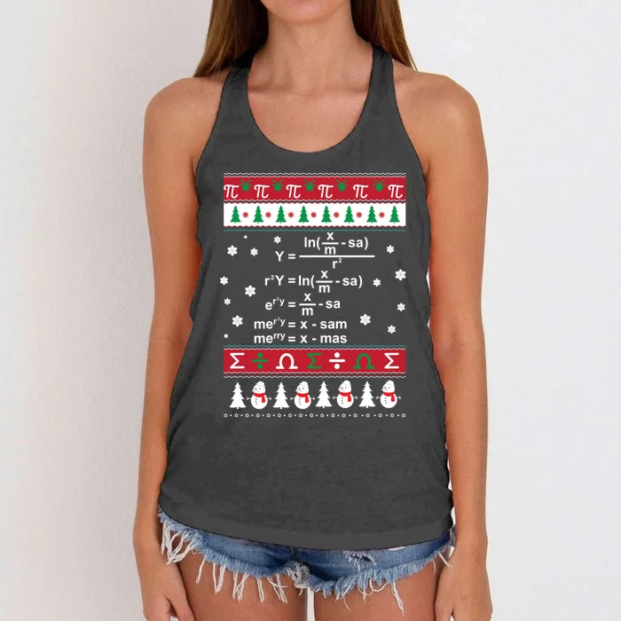 Funny Math Ugly Christmas Gift Merry Xmas In Math Equation Funny Gift Women's Knotted Racerback Tank