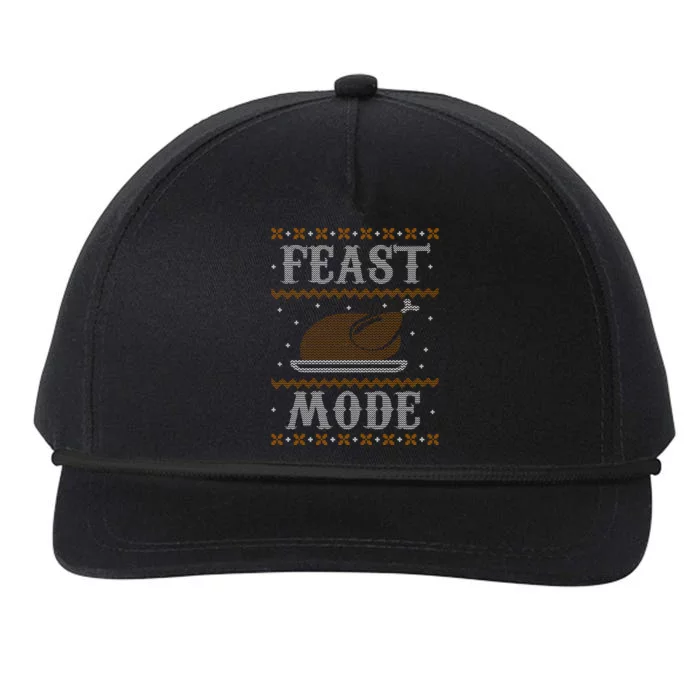 Feast Mode Ugly Sweater Thanksgiving Dinner Snapback Five-Panel Rope Hat