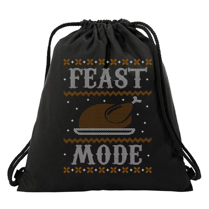 Feast Mode Ugly Sweater Thanksgiving Dinner Drawstring Bag