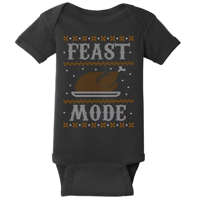 Feast Mode Ugly Sweater Thanksgiving Dinner Baby Bodysuit