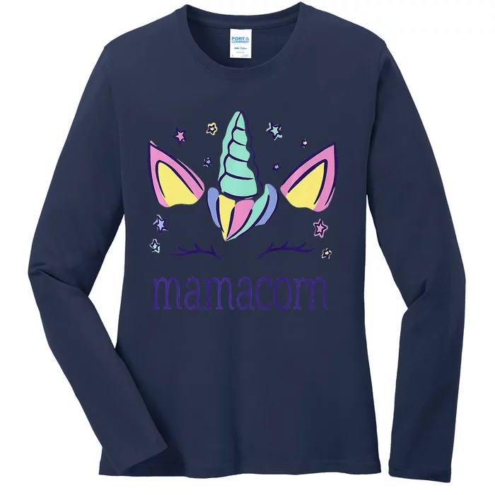 Funny Mamacorn Unicorn Costume Mom MotherS Day Ladies Long Sleeve Shirt