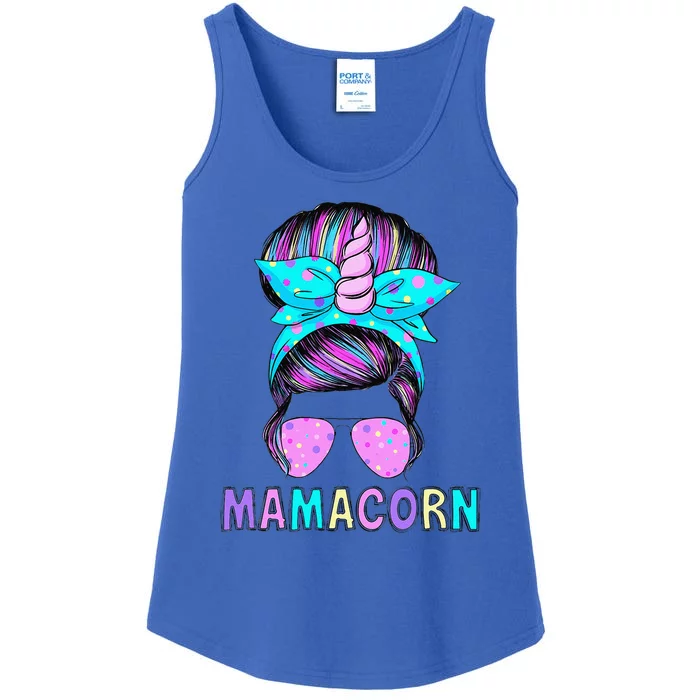 Funny Mamacorn Unicorn Messy Bun Mom MotherS Day Ladies Essential Tank