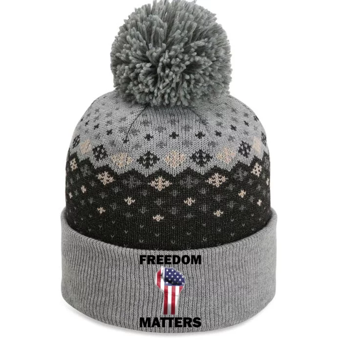 Freedom Matters USA American Fist The Baniff Cuffed Pom Beanie