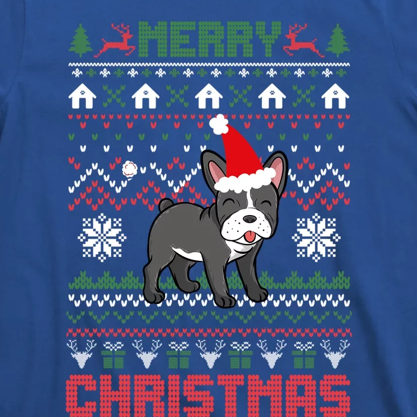 Funny Merry Ugly Christmas Sweater French Bulldog Santa Hat Gift T-Shirt