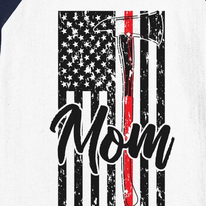 Firefighter Mom Us Flag Fire Mother Of A Fire Meaningful Gift Baseball Sleeve Shirt