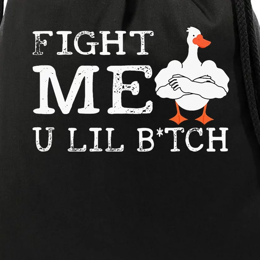 Fight Me U Lil Bitch Muscle Duck Funny Saying Drawstring Bag